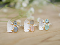 Crystal, Rose Quartz & Labradorite Sterling Silver 925 and Gold Vermeil *Crystal Quartz *Gemstones* Handmade Jewelry* Bycila* BJR056