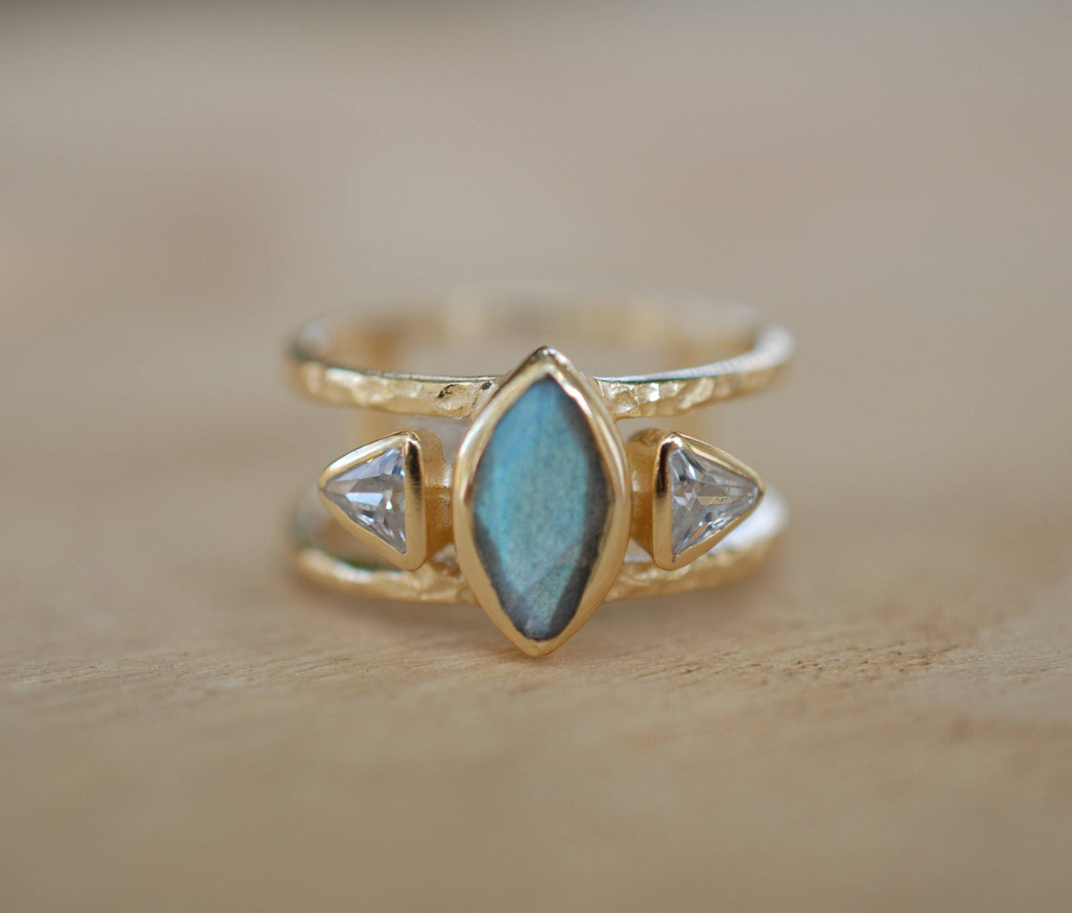 Labradorite & White Topaz Ring * Gold Vermeil Ring * Statement Ring *Gemstone Ring * Labradorite * Bridal Ring *Wedding Ring  * BJR146