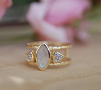 Moonstone & White Topaz Ring * Gold Vermeil Ring * Statement Ring *Gemstone Ring * Labradorite * Bridal Ring *Wedding Ring  * BJR149