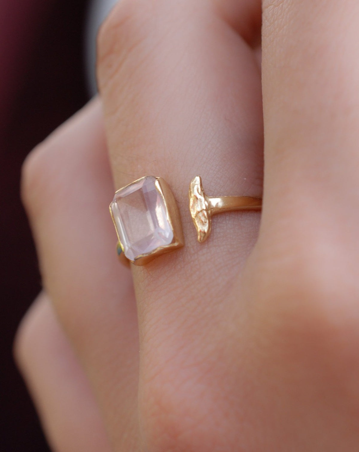 Rose Quartz Ring * Gold * Adjustable * Bridal * Wedding * Wrap * Boho * Jewelry *Gemstone *Mermaid *Pink* BJR096