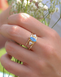 Labradorite & White Topaz Ring * Gold Vermeil Ring * Statement Ring *Gemstone Ring * Labradorite * Bridal Ring *Wedding Ring  * BJR146