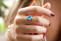 Blue Chalcedony Ring * Gold * Statement * Gemstone * Organic * Natural * Handmade * Designed Band * Boho * Bohemian * Gypsy * Ring*BJR021
