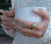 Rainbow Labradorite Gold Ring  * Adjustable *Gemstone * Handmade * February Birthstone * Semi Precious Stone *Statement*Boho*Bohemian*BJR183