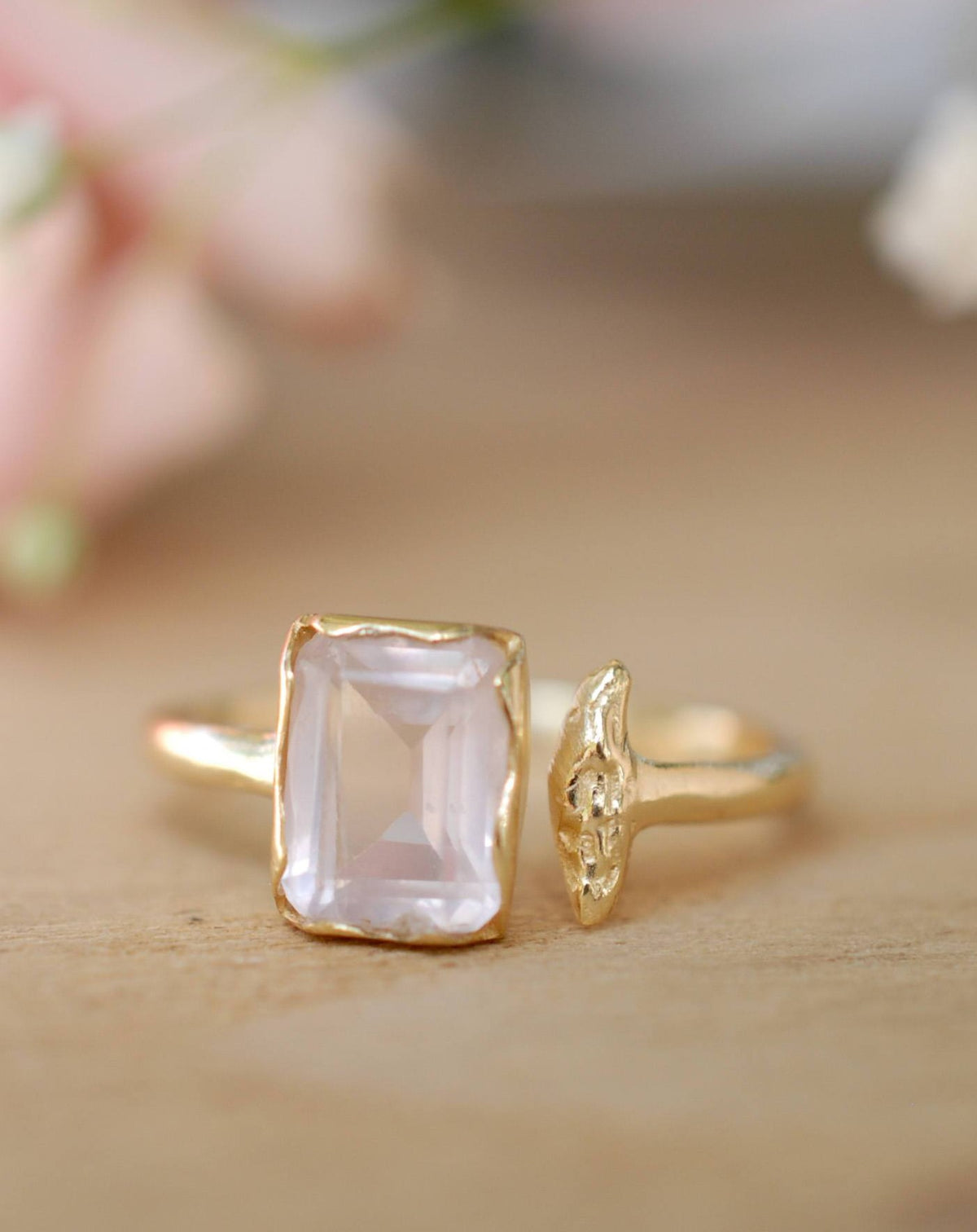 Rose Quartz Ring * Gold * Adjustable * Bridal * Wedding * Wrap * Boho * Jewelry *Gemstone *Mermaid *Pink* BJR096