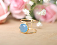 Blue Chalcedony Ring * Gold * Statement * Gemstone * Organic * Natural * Handmade * Designed Band * Boho * Bohemian * Gypsy * Ring*BJR021