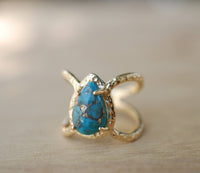 Copper Turquoise Ring * Hammered Band * Gold Ring * Statement Ring * Gemstone Ring * Blue * Wedding Ring * Organic Ring * Natural* BJR138