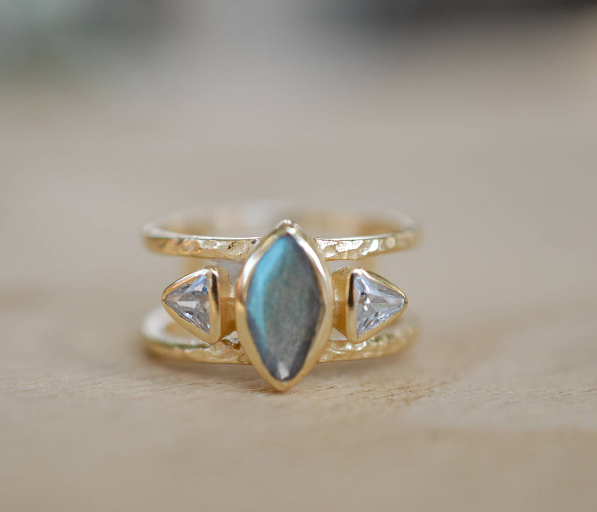 Labradorite & White Topaz Ring * Gold Vermeil Ring * Statement Ring *Gemstone Ring * Labradorite * Bridal Ring *Wedding Ring  * BJR146