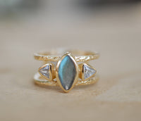 Labradorite & White Topaz Ring * Gold Vermeil Ring * Statement Ring *Gemstone Ring * Labradorite * Bridal Ring *Wedding Ring  * BJR146