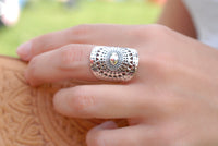 Mandala Sterling Silver Ring * Statement Ring * Large * Wide * Filigree * Handmade * Boho * Hippie *Jewelry* Bycila* Gift for Her BJR192
