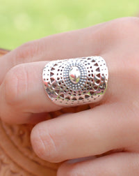 Mandala Sterling Silver Ring * Statement Ring * Large * Wide * Filigree * Handmade * Boho * Hippie *Jewelry* Bycila* Gift for Her BJR192