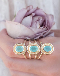 SALE Aqua Chalcedony Ring * Boho * Gemstone * Handmade * Bohemian* Gold Plated*Statement*November *December Birthstone *Gypsy *Bycila BJR091