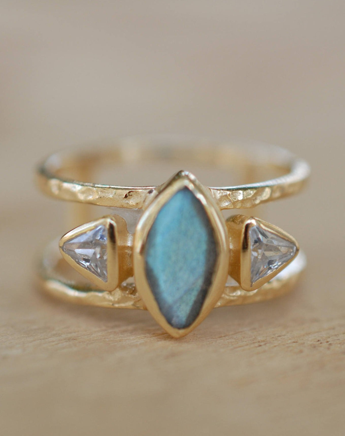 Labradorite & White Topaz Ring * Gold Vermeil Ring * Statement Ring *Gemstone Ring * Labradorite * Bridal Ring *Wedding Ring  * BJR146