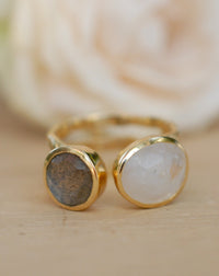 Labradorite Ring * Moonstone Gold Ring * Statement Ring * Gemstone Ring * Pink * Bridal Ring * Wedding Ring * Organic Ring * Natural*BJR089