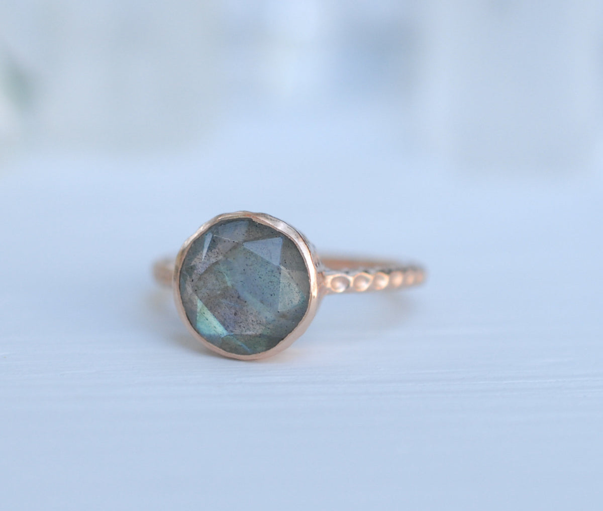 Rainbow Labradorite Rose Gold Ring * Boho * Organic * handmade * Gypsy * Bridesmaid* Solitaire * Bridal * BJR215