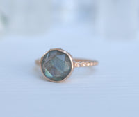 Rainbow Labradorite Rose Gold Ring * Boho * Organic * handmade * Gypsy * Bridesmaid* Solitaire * Bridal * BJR215