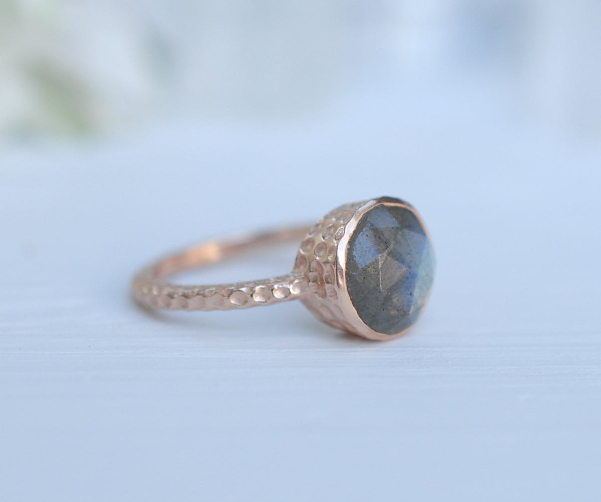 Rainbow Labradorite Rose Gold Ring * Boho * Organic * handmade * Gypsy * Bridesmaid* Solitaire * Bridal * BJR215