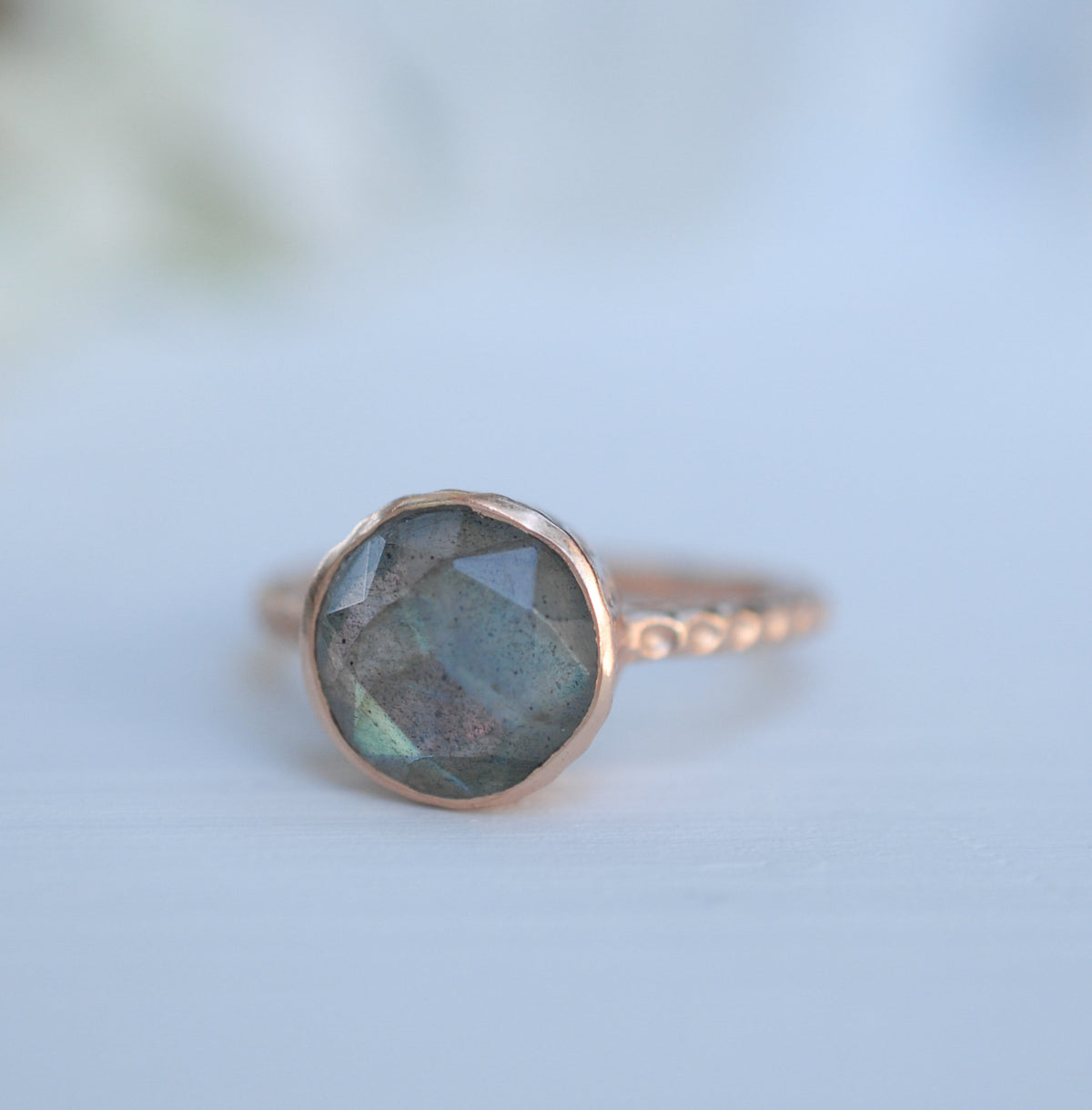 Rainbow Labradorite Rose Gold Ring * Boho * Organic * handmade * Gypsy * Bridesmaid* Solitaire * Bridal * BJR215