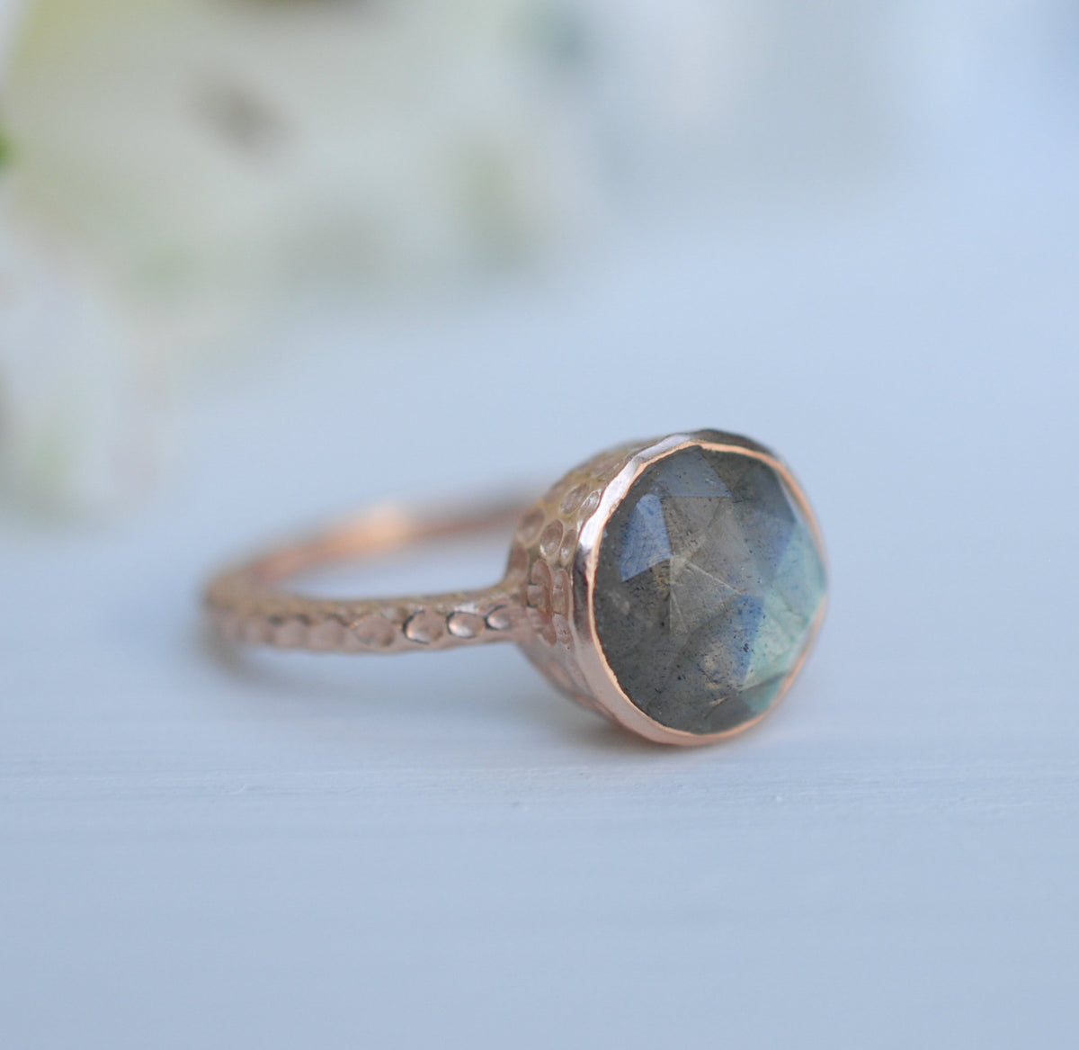 Rainbow Labradorite Rose Gold Ring * Boho * Organic * handmade * Gypsy * Bridesmaid* Solitaire * Bridal * BJR215