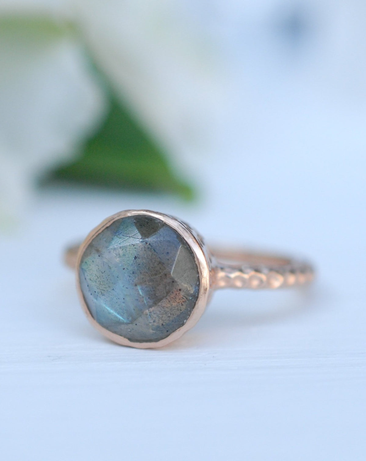 Rainbow Labradorite Rose Gold Ring * Boho * Organic * handmade * Gypsy * Bridesmaid* Solitaire * Bridal * BJR215