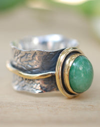 Cassie Ring * Emerald * Sterling Silver and Gold Vermeil * BJR207 * Bycila