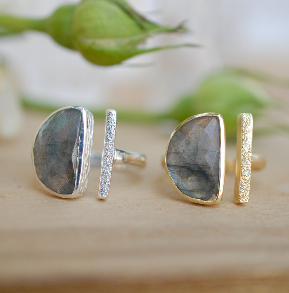 Labradorite Ring * Adjustable Sterling Silver * Statement * Gemstone * Bridal * Wedding * Half Moon * Boho * Bohemian * Handmade * BJR113