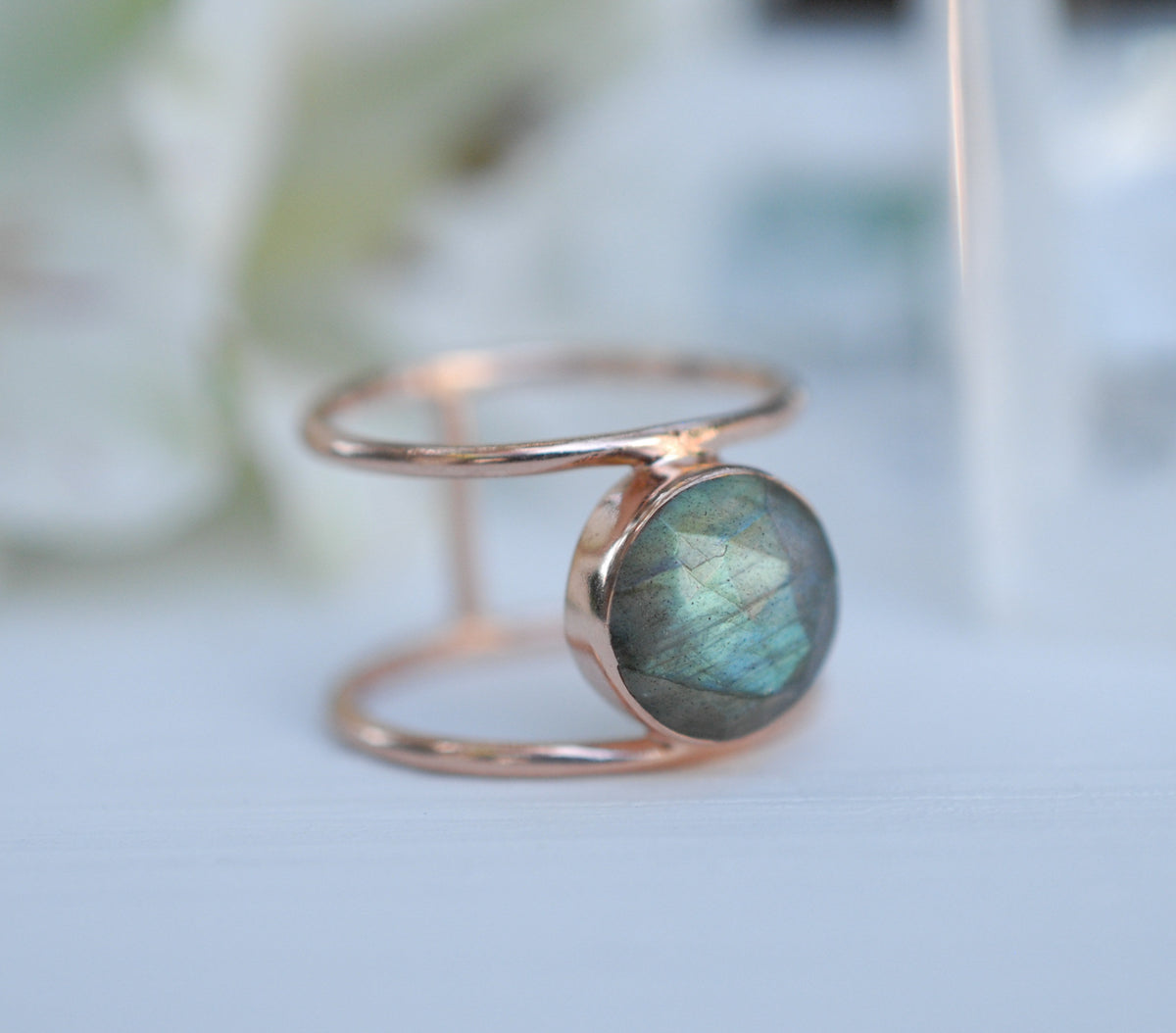 Labradorite Rose Gold Ring * Statement Ring * Gemstone Ring * Labradorite * Bridal Ring * Wedding Ring * Organic Ring * Natural * BJR006