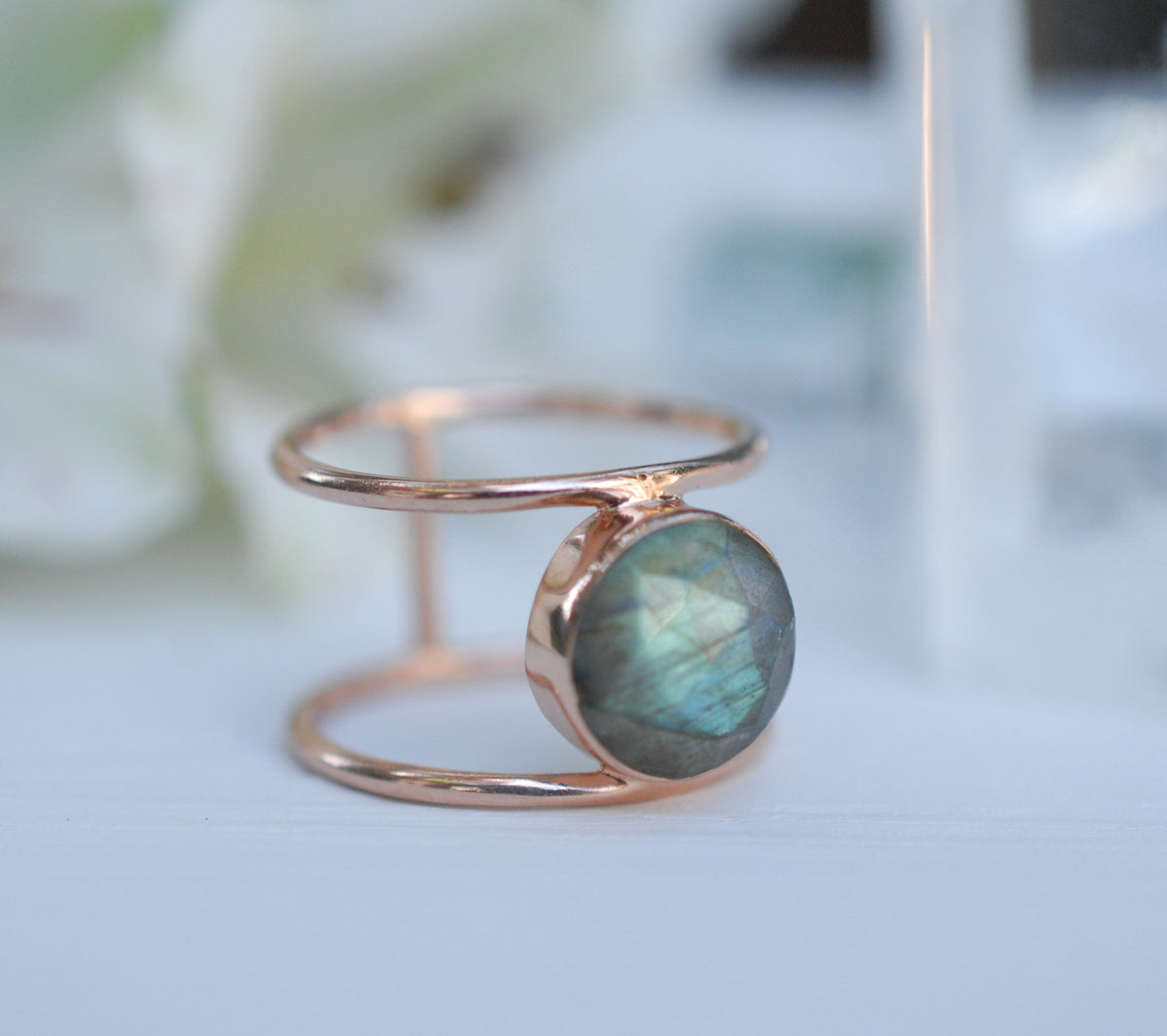 Labradorite Rose Gold Ring * Statement Ring * Gemstone Ring * Labradorite * Bridal Ring * Wedding Ring * Organic Ring * Natural * BJR006