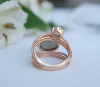 Rose Gold Plated  Ring* Labradorite * Moonstone * Gemstones * Handmade *Statement * Natural * Organic * Gift for her * Jewelry*Bycila*BJR075