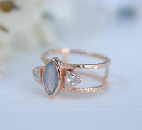 Labradorite & White Topaz Ring * Rose Gold Plated Ring * Statement Ring *Gemstone Ring * Labradorite * Bridal Ring *Wedding Ring * BJR148