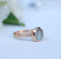Rainbow Labradorite Rose Gold Ring * Boho * Organic * handmade * Gypsy * Bridesmaid* Solitaire * Bridal * BJR209