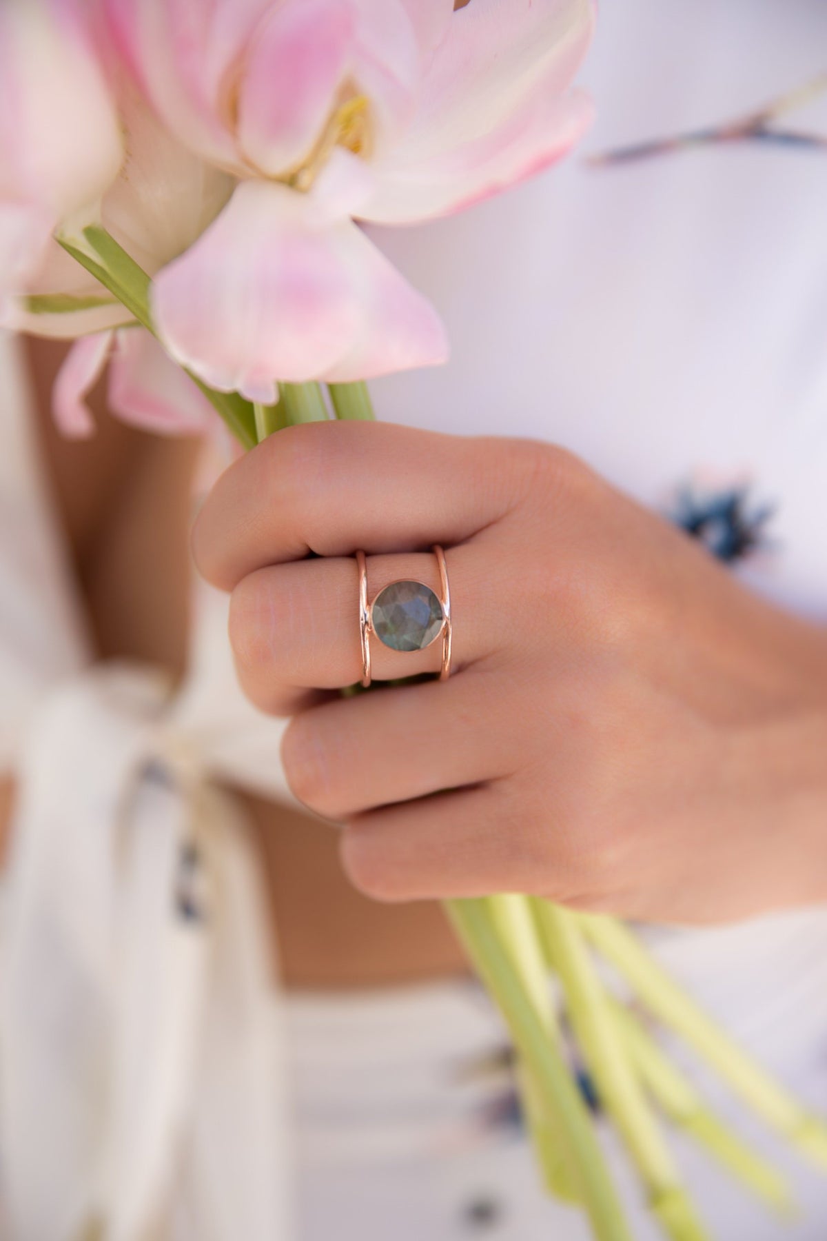 Labradorite Rose Gold Ring * Statement Ring * Gemstone Ring * Labradorite * Bridal Ring * Wedding Ring * Organic Ring * Natural * BJR006