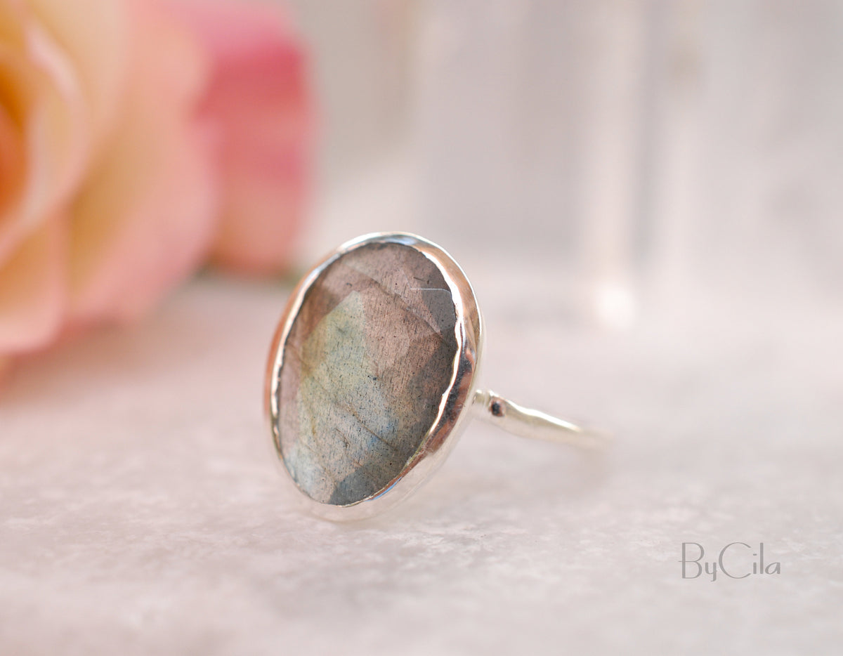 Rainbow Labradorite Sterling Silver Ring * Sterling Silver 925 * Boho * Organic * Gypsy * Bridesmaid*  Bridal * BJR067