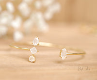 Moonstone Bangle Bracelet * Gold Plated 18k or Rose Gold Plated * Gemstone * Gypsy * Hippie * Adjustable * Statement * Stacking * BJB012C