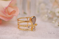 Labradorite & Clear Quartz Ring * Gold Plated Ring * Statement Ring *Gemstone Ring * Labradorite * Bridal Ring *Wedding Ring  * BJR117