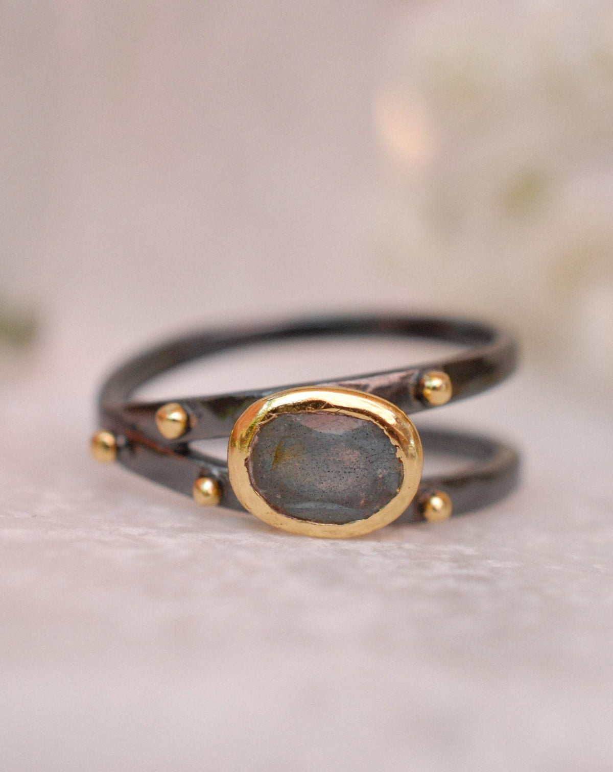 Labradorite Ring * Ruthenium plating * Labradorite *Genuine Gemstones * Handmade * Statement * Natural * Organic * Gift for her * BJR122