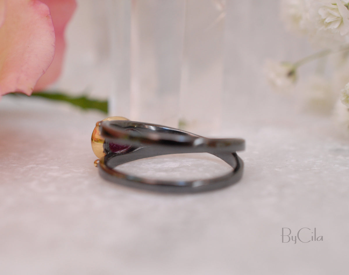 Ruby Ring * Ruthenium plating* Statement Ring * Gemstone Ring * Boho * Gift for her*  Organic Ring * Red Ring * BJR120