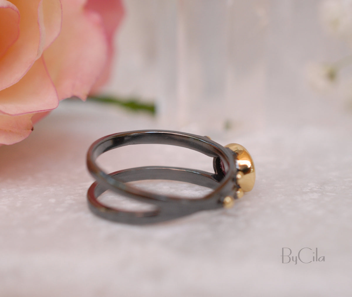 Ruby Ring * Ruthenium plating* Statement Ring * Gemstone Ring * Boho * Gift for her*  Organic Ring * Red Ring * BJR120