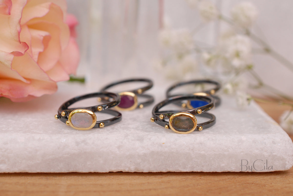 Ruby Ring * Ruthenium plating* Statement Ring * Gemstone Ring * Boho * Gift for her*  Organic Ring * Red Ring * BJR120