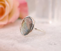 Rainbow Labradorite Sterling Silver Ring * Sterling Silver 925 * Boho * Organic * Gypsy * Bridesmaid*  Bridal * BJR067