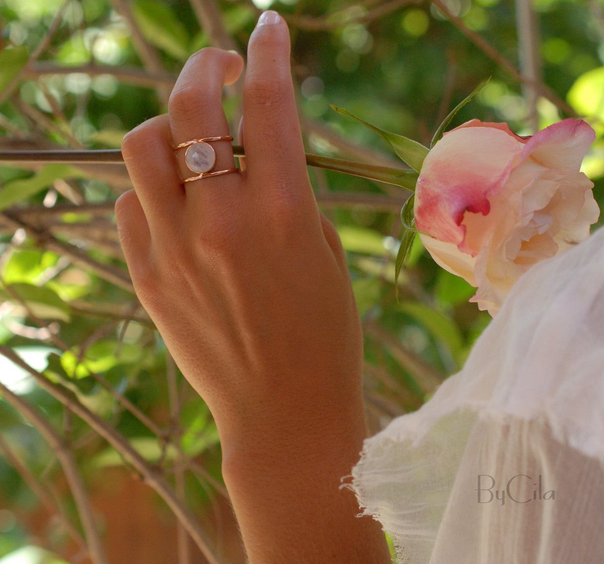 Moonstone Rose Gold Ring * Statement Ring * Gemstone Ring * Rainbow Moonstone * Bridal Ring * Wedding Ring * Organic Ring * Natural * BJR009