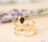 Black Onyx & White Topaz Ring * Gold Plated Ring * Statement Ring *Gemstone Ring * Black stone * Bridal Ring *Wedding Ring  * BJR119