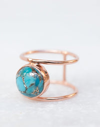 Copper Turquoise Rose Gold Ring * Statement Ring * Gemstone Ring  * Bridal Ring * Wedding Ring * Organic Ring * Natural * BJR003