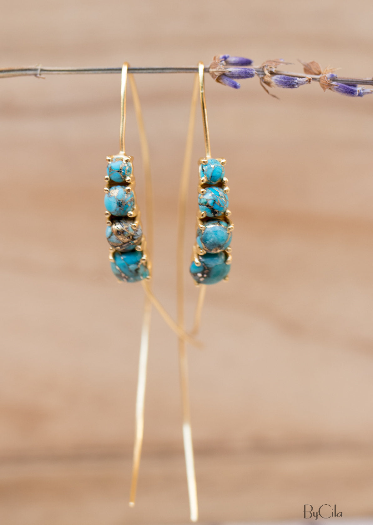 Aja Earrings * Copper Turquoise * Sterling Silver, Rose Gold or Gold Plated * BJE042B