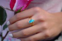 Turquoise Ring *Gold Vermeil Ring*Statement Ring *Gemstone Ring *Copper Turquoise Ring* Natural *Organic Ring * ByCila*Blue Ring *BJR051