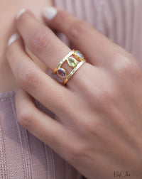 Amethyst, Peridot & Iolite hydro Ring * 18k Gold Plated Ring * Statement Ring *Gemstone Ring * handmade *Adjustable * Boho BJR180
