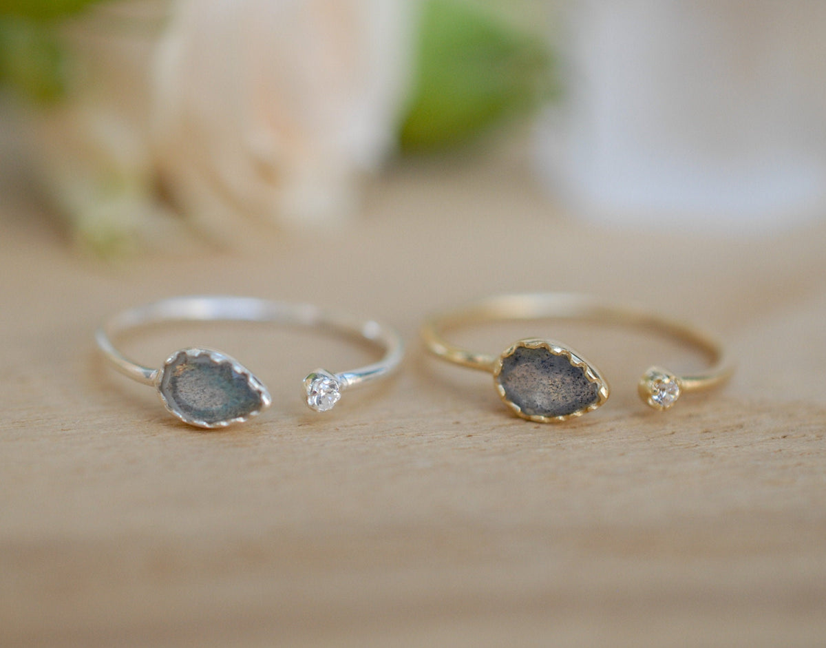 Labradorite Ring *Adjustable Gold Vermeil or Sterling Silver 925 * Statement*Gemstone * Wedding Bridesmaid *Boho *Bohemian *Handmade BJR035