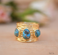 Turquoise Gold Plated Ring *Gold Ring *Statement Ring *Gemstone *Copper Turquoise Ring* Natural *Organic Ring * Ocean* Blue Ring * BJR160