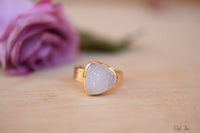 White Druzy Ring * Gold Plated Ring * Statement Ring *Gemstone Ring  *Gold Crystal* Natural Druzy *Large Gemstone *Organic Ring * BJR157
