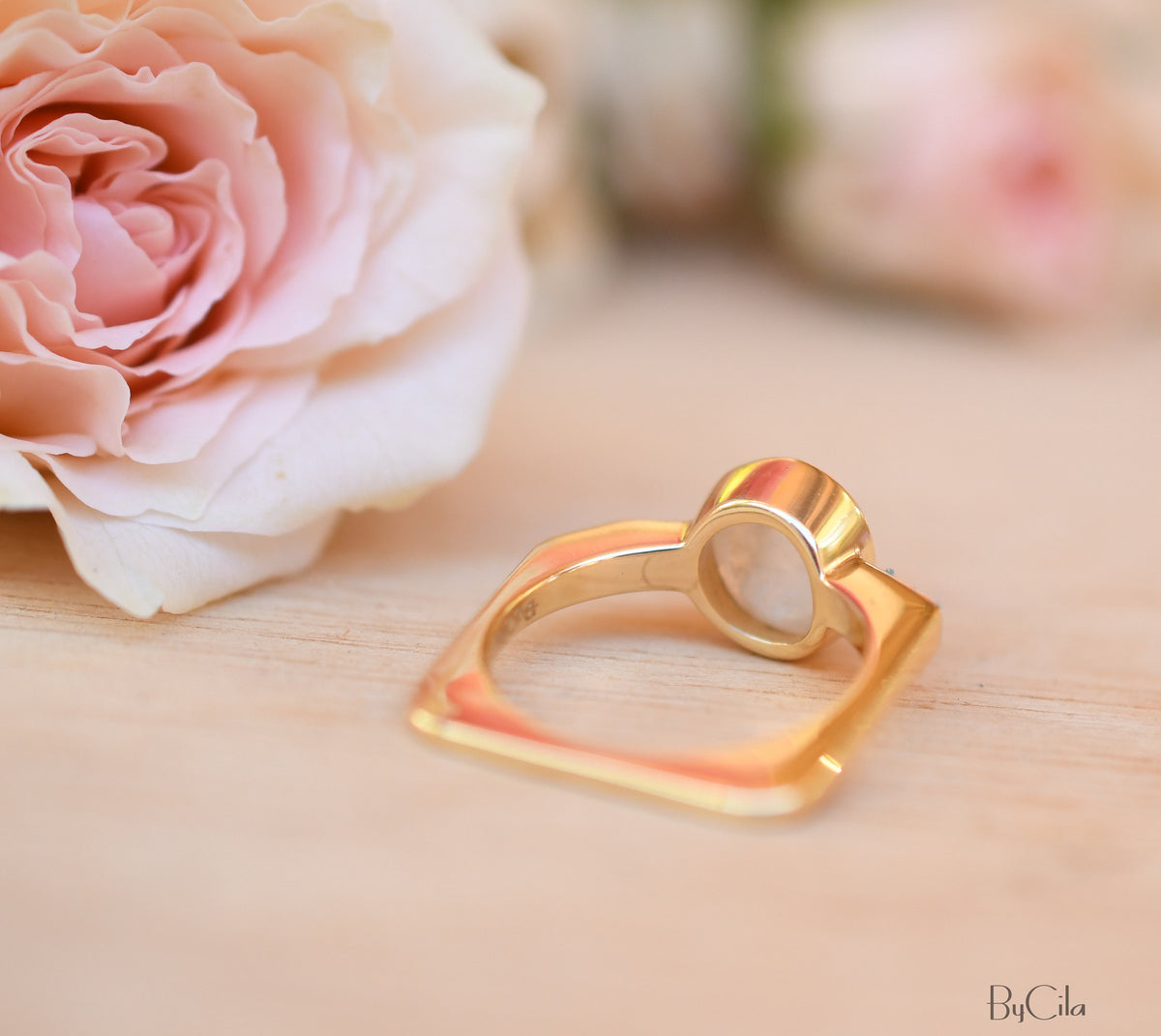 Moonstone & Mosaic Turquoise Square Ring * 18k Gold Plated Ring * Statement Ring *Gemstone Ring *Bridal Ring *Organic Ring *Natural * BJR164