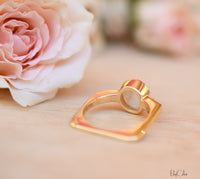 Moonstone & Mosaic Turquoise Square Ring * 18k Gold Plated Ring * Statement Ring *Gemstone Ring *Bridal Ring *Organic Ring *Natural * BJR164